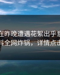 圈内人在昨晚遭遇花絮出乎意料，黑料全网炸锅，详情点击