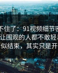 真的绷不住了：91视频细节密度高得吓人，让围观的人都不敢轻易站队：看似结束，其实只是开头
